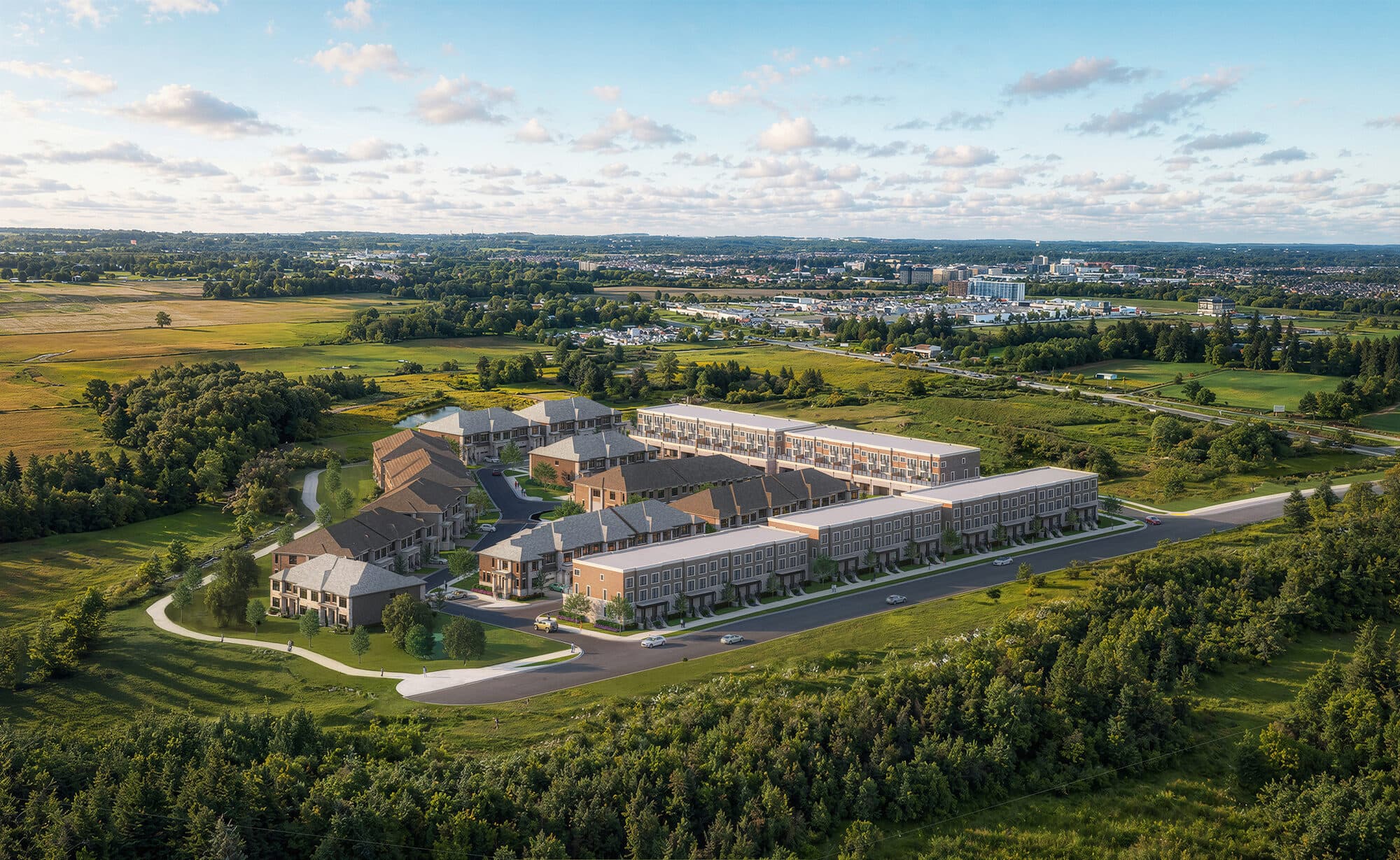Aerial view of the Kingshaven agri-community master plan in Upper Markham