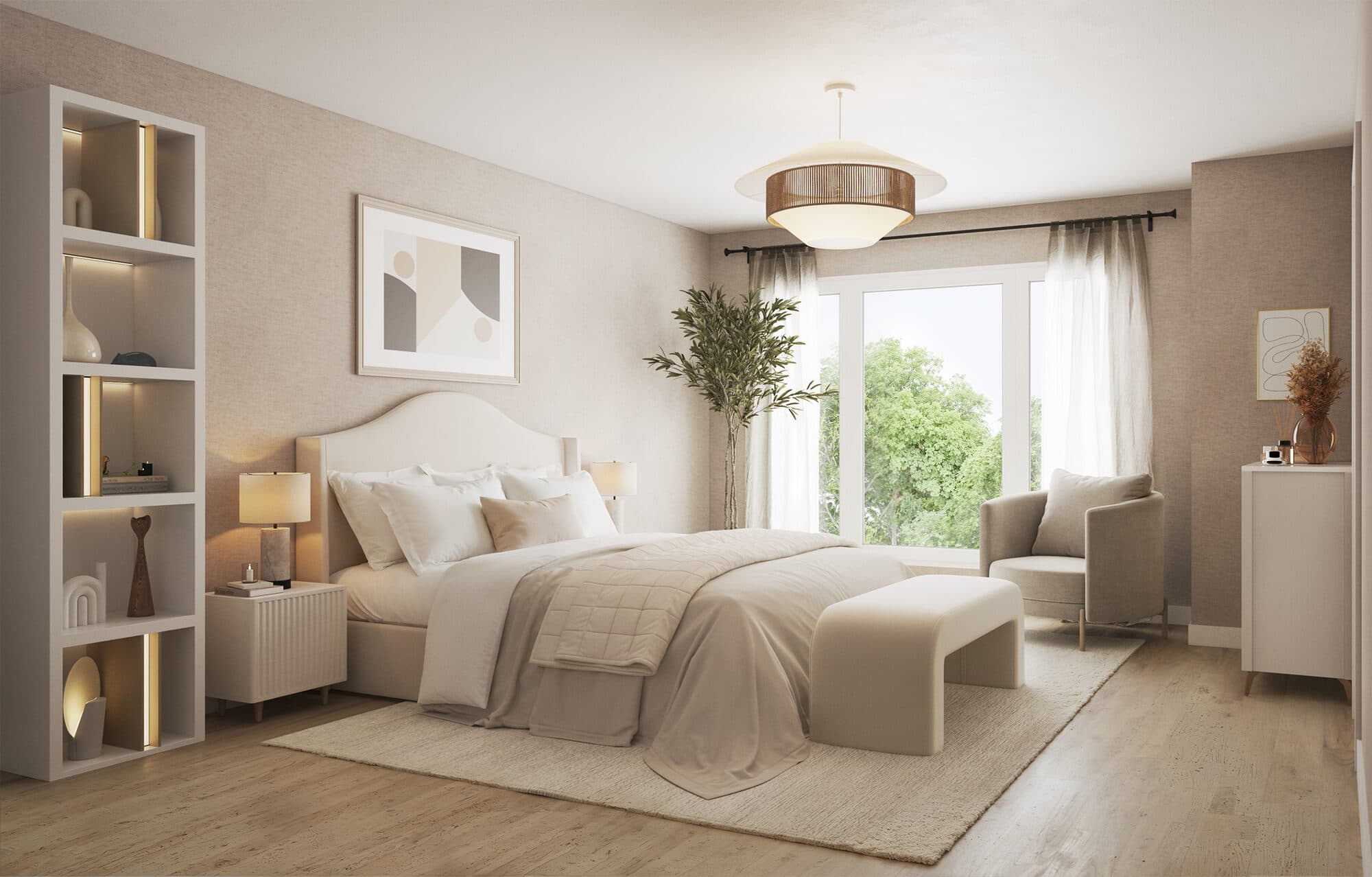 Kingshaven interior — serene primary bedroom retreat